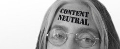 content neutral stamp on forehead