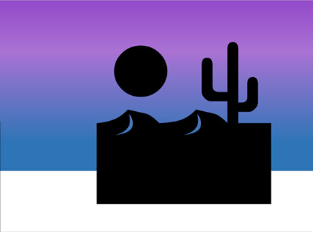 Desert image with purple-blue gradient sky